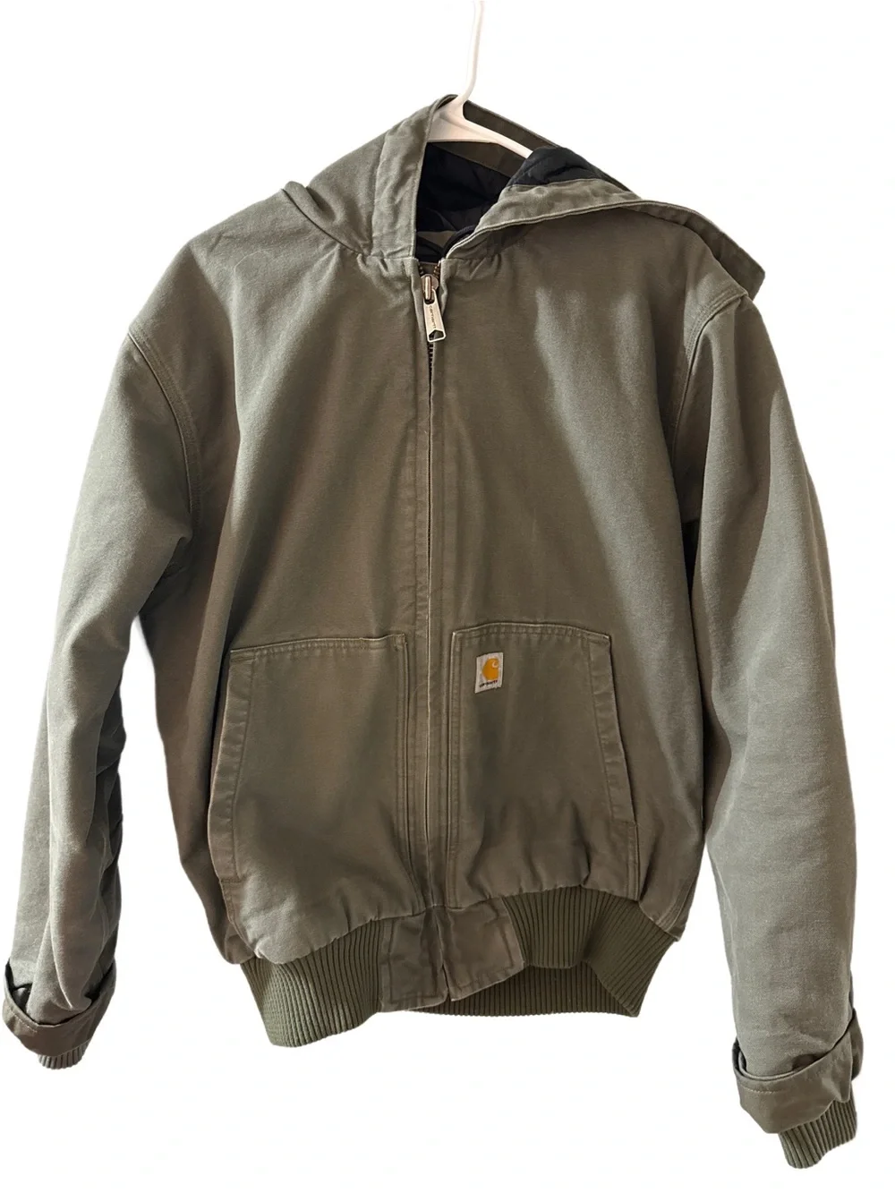 Carhartt Olive Work Jacket with Hood - Loose Fit - Picture 1 of 3